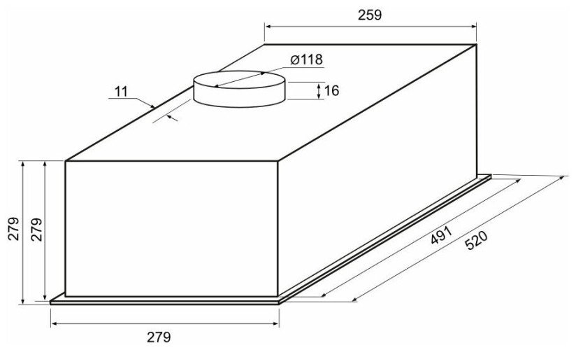 Встраиваемая вытяжка Kronasteel Sintia 600 Black PB
