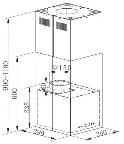 Кухонная вытяжка MAUNFELD Bath Light Isla 35 нержавеющая сталь