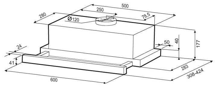 Встраиваемая вытяжка Krona Kamilla Retro 600 black