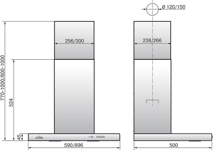 Кухонная вытяжка Elikor Квадра 90Н 650 К3Д нержавеющая сталь