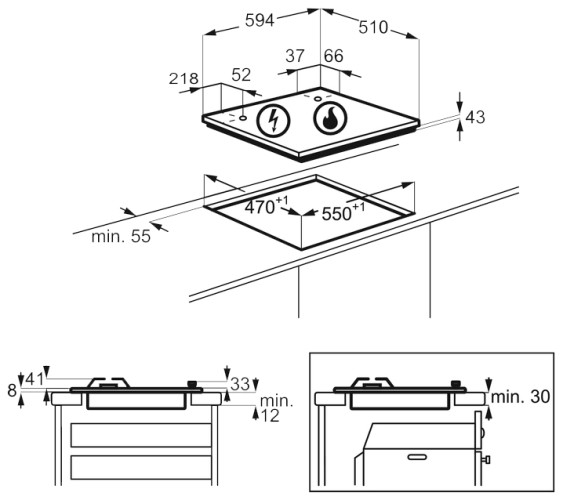 Газовая варочная панель Zanussi GPZ 262 HW