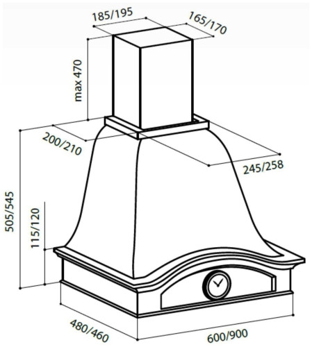 Кухонная вытяжка LEX PALERMO 900 IVORY