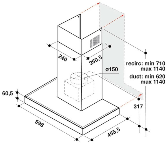 Кухонная вытяжка Whirlpool WHBS 62F LT K