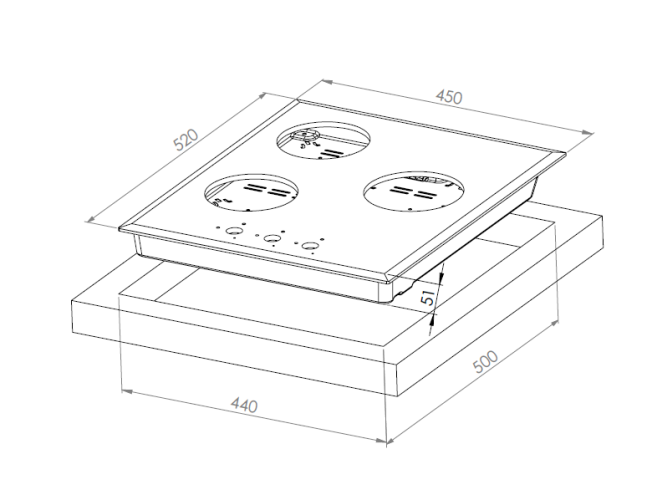 Газовая варочная панель Monsher MSG 45 Acier