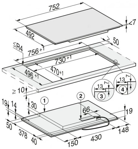Индукционная варочная панель Miele KM 7414 FX, черный