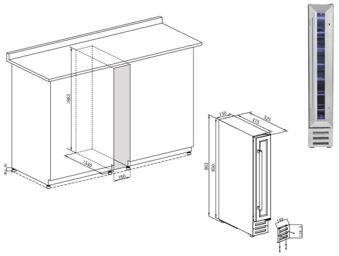 Винный шкаф Temptech WPQ15SCS