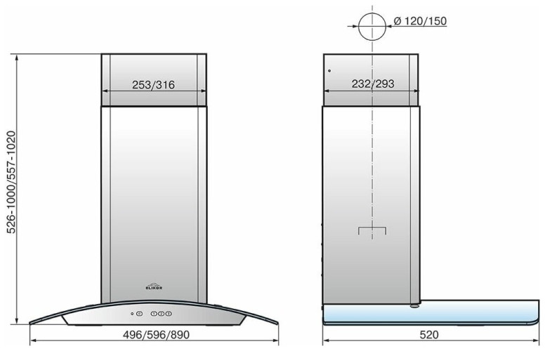 Кухонная вытяжка Elikor Аметист 60П 430 К3Д черный тонированный