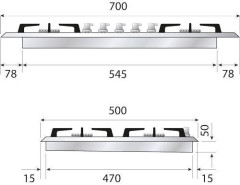 Газовая варочная панель ILVE HCB 70CN/AWG antiq.white (ручки латунь)