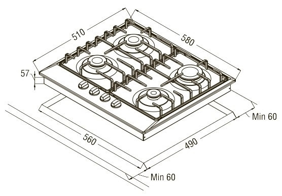 Газовая варочная панель Schaub Lorenz SLK GB6220