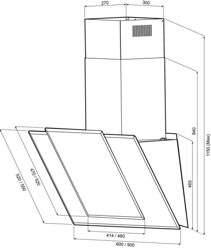 Кухонная вытяжка Krona Natali 600 black 3P-S