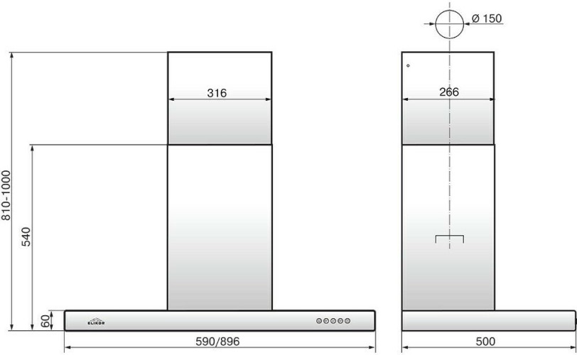 Кухонная вытяжка Elikor Опал 60Н 650 Э3Д нержавеющая сталь