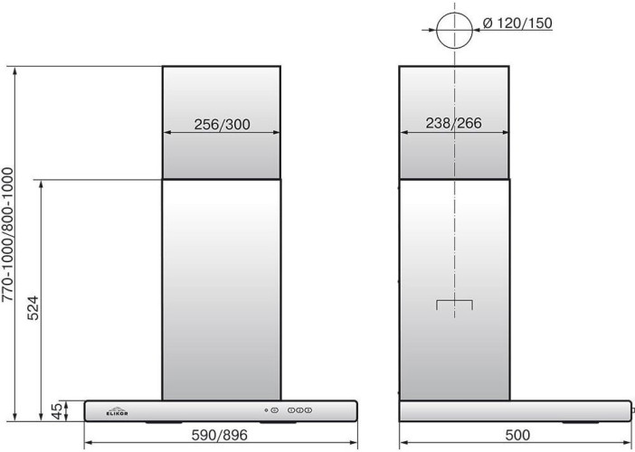 Кухонная вытяжка Elikor Квадра 60 нержавейка 430 кнопочный переключатель