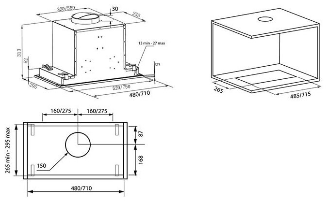 Встраиваемая вытяжка Kronasteel Selina 600 Glass White S