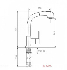 Смеситель для кухни Zigmund &amp; Shtain ZS 1200L нержавейка полированная