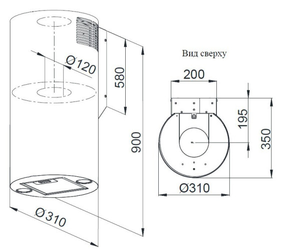 Кухонная вытяжка Weissgauff Tubus 900 PB WH