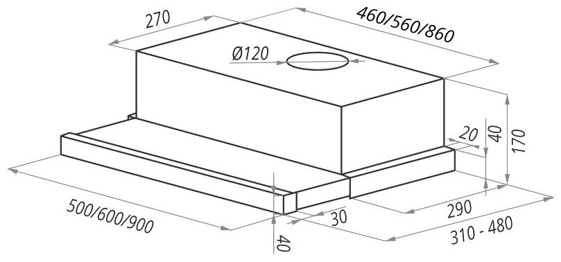 Встраиваемая вытяжка MAUNFELD VS LIGHT GLASS C 90