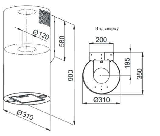 Кухонная вытяжка Weissgauff Tubus 900 PB BL