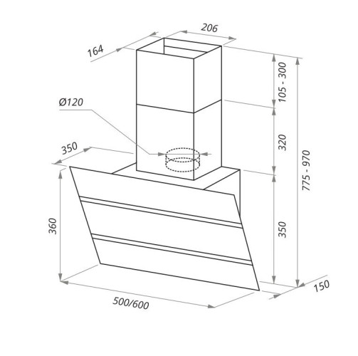 Кухонная вытяжка Maunfeld Bridge 60 черный/черное стекло