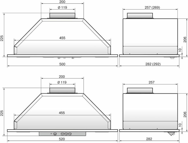 Встраиваемая вытяжка Elikor Врезной блок 52Н 1000 Э4Г нерж