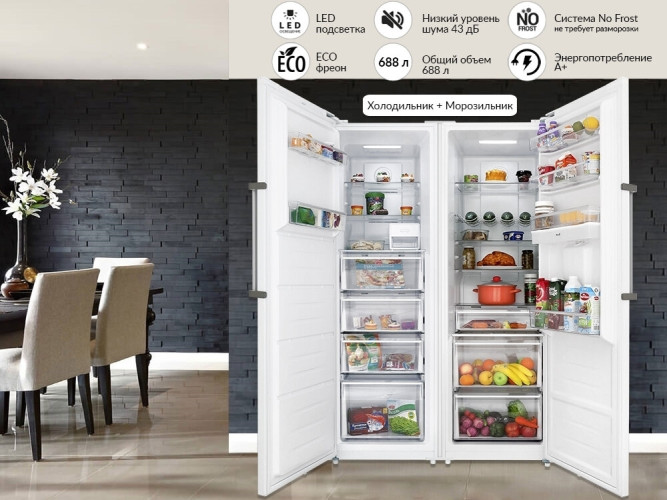 Холодильник Hiberg RF 40DD NFW