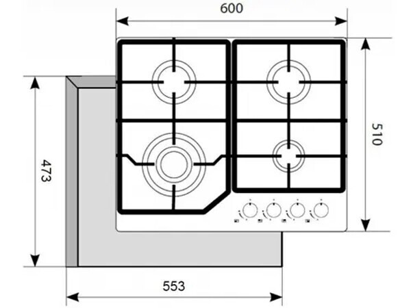Газовая варочная панель Akpo PGA 604 FGC-3 BL