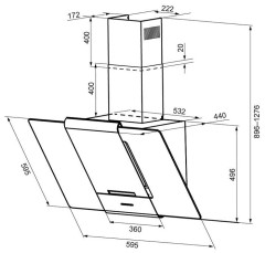 Кухонная вытяжка Krona Talli 600 inox/black glass 3P