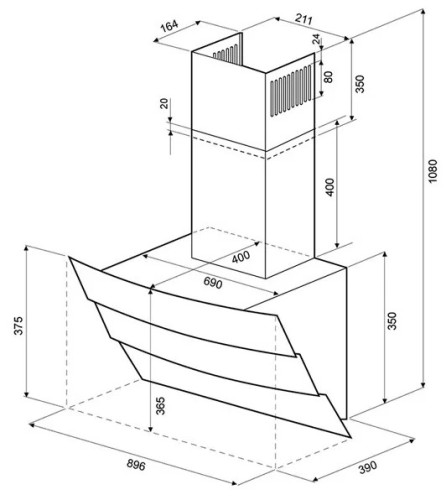 Кухонная вытяжка Kronasteel Inga 900 Push Button