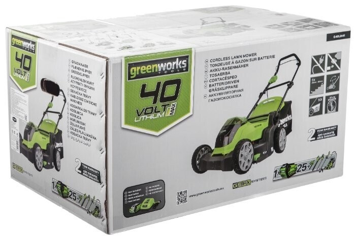 Газонокосилка электрическая greenworks 2504707 G40LM40