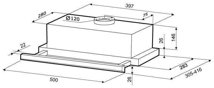 Встраиваемая вытяжка KRONA KAMILLA slim 500 ivory