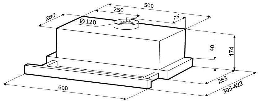 Встраиваемая вытяжка Kronasteel Kamilla 2M 600 Glass Black