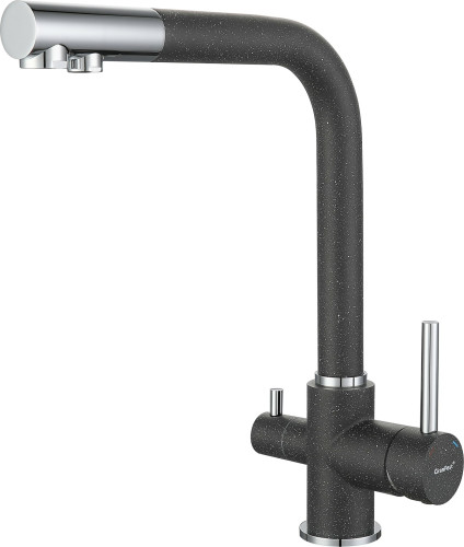 Смеситель для кухни GranFest Г-образный с краном питьевой воды 3611графит