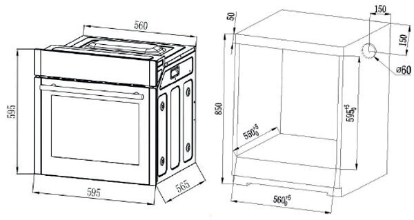 Электрический духовой шкаф Monsher MOE 6093 Noir