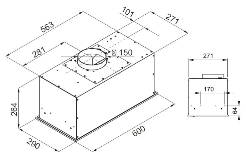 Встраиваемая вытяжка Kuppersberg IBOX 60 B