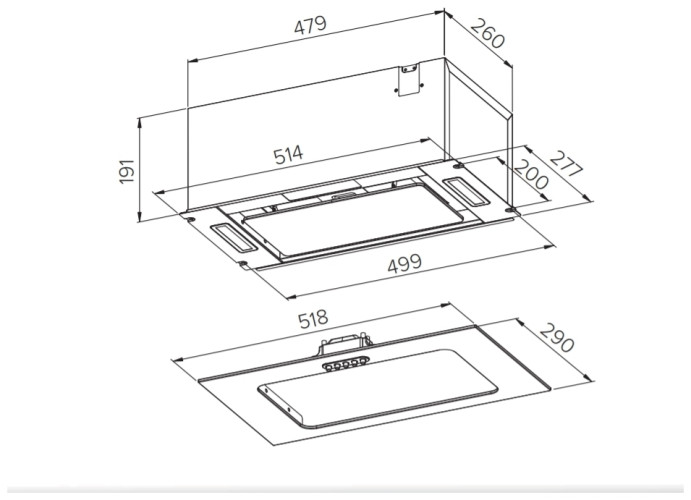 Встраиваемая вытяжка HOMSair Crocus Push 52 Beige
