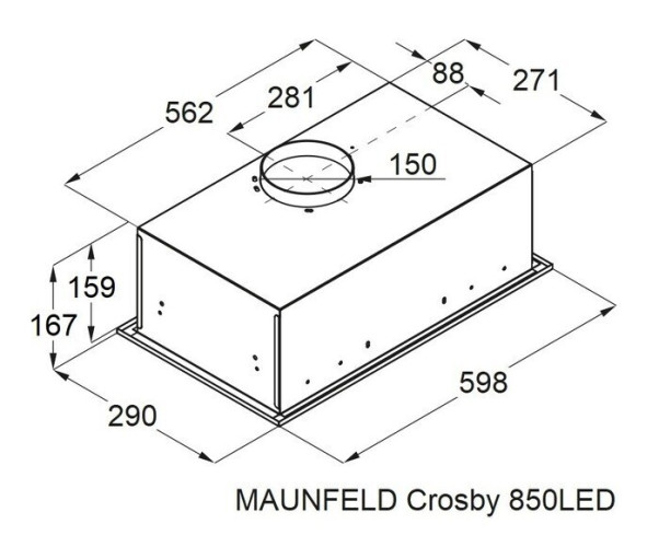 Встраиваемая вытяжка Maunfeld Crosby 850LED белый