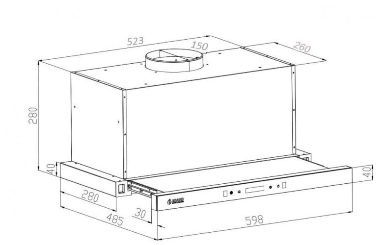 Встраиваемая вытяжка Grand Toledo GC 60 черный