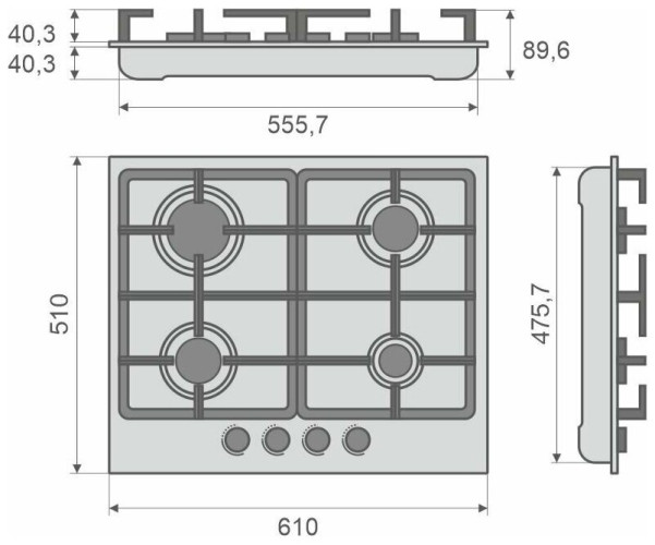 Газовая варочная панель Konigin Blaze 604 IXW