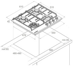 Газовая варочная панель Kuppersberg FS 603 W Silver