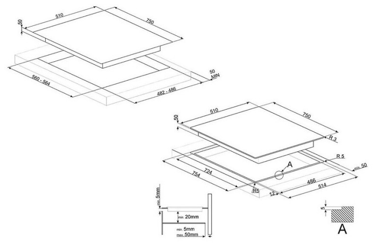 Газовая варочная панель Smeg PV375CN