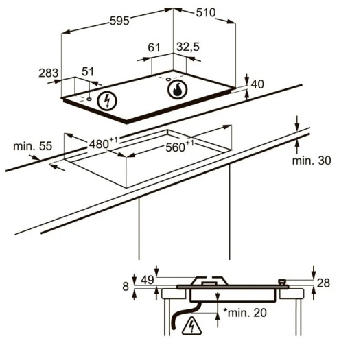 Газовая варочная панель Electrolux GME 363 NX