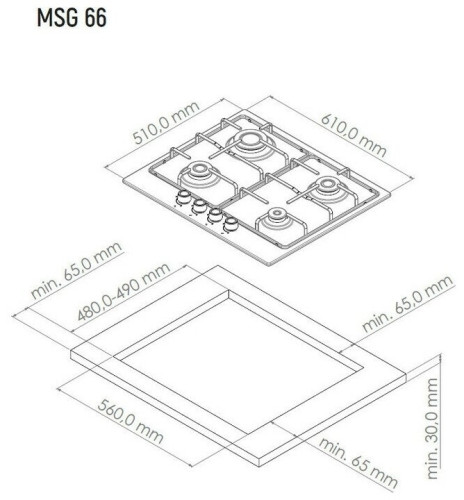 Газовая варочная панель Monsher MSG 66 Acier