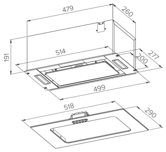 Встраиваемая вытяжка HOMSair Crocus Push 52 черный