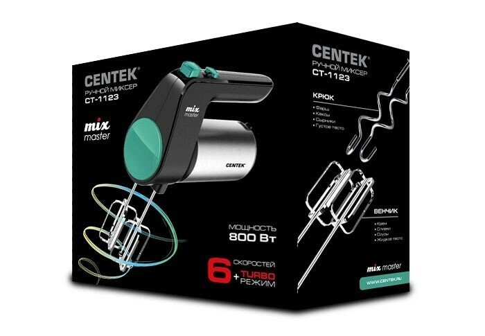 Миксер Centek CT-1123 черный/сталь
