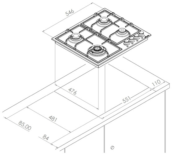 Газовая варочная панель MONSHER MHG 62 WG