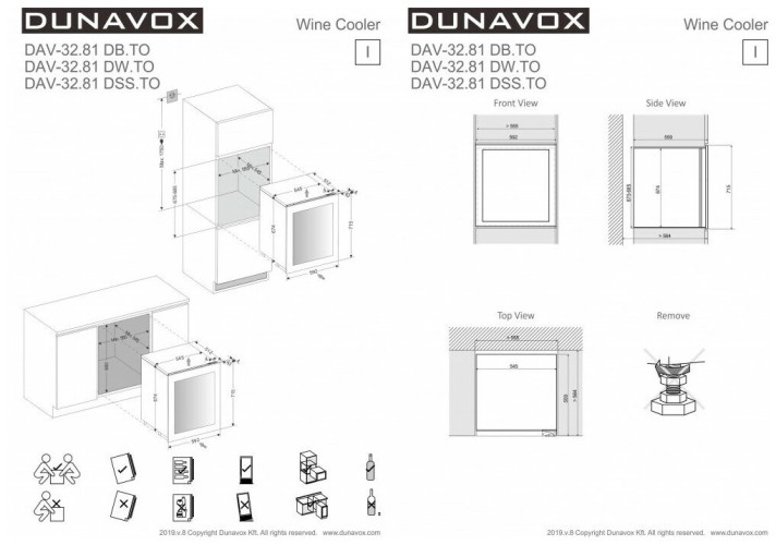 Встраиваемый винный шкаф Dunavox DAV-32.81DW.TO