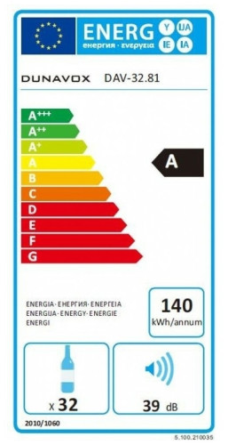 Встраиваемый винный шкаф Dunavox DAV-32.81DW.TO