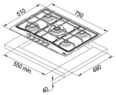 Газовая варочная панель Franke FHTL 755 4G TC BT C
