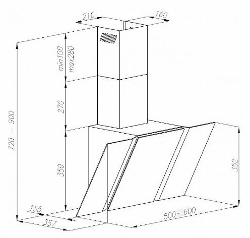 Кухонная вытяжка MAUNFELD TRENT GLASS 90