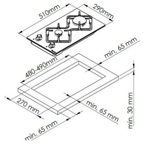 Газовая варочная панель Monsher MSG 30 Blanc