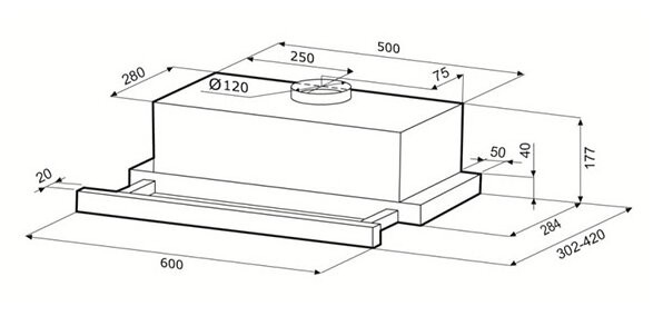 Встраиваемая вытяжка Krona KERRY 600 WHITE PB